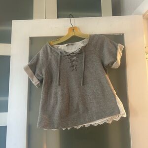 Sea New York Gray Lace-Up Hoodie with White Trim